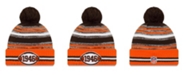 New Era Big Boys Brown, Orange Cleveland Browns 2021 NFL Sideline Sport Historic Pom Cuffed Knit Hat